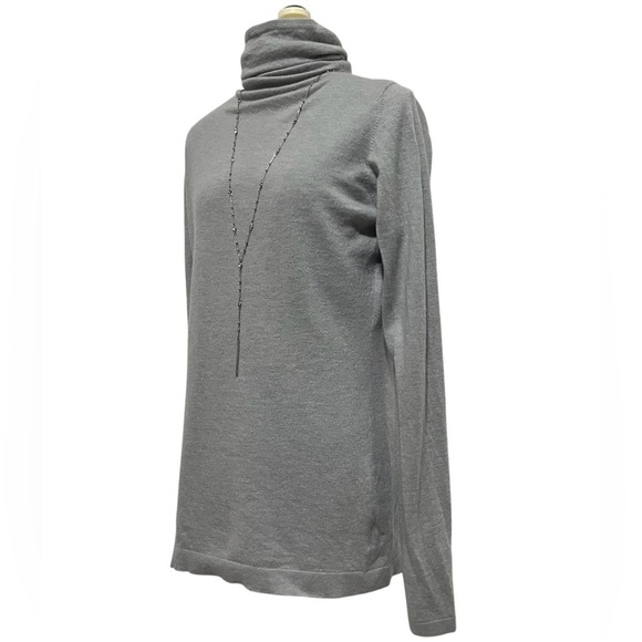 Kinross 100% Cashmere Gray Long Sleeve Slouch Turtle Neck Sweater Size M - Picture 3 of 9